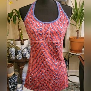 Mountain Hardwear Orange/Blue Pattern Shelf Bra Racerback Active Tank M